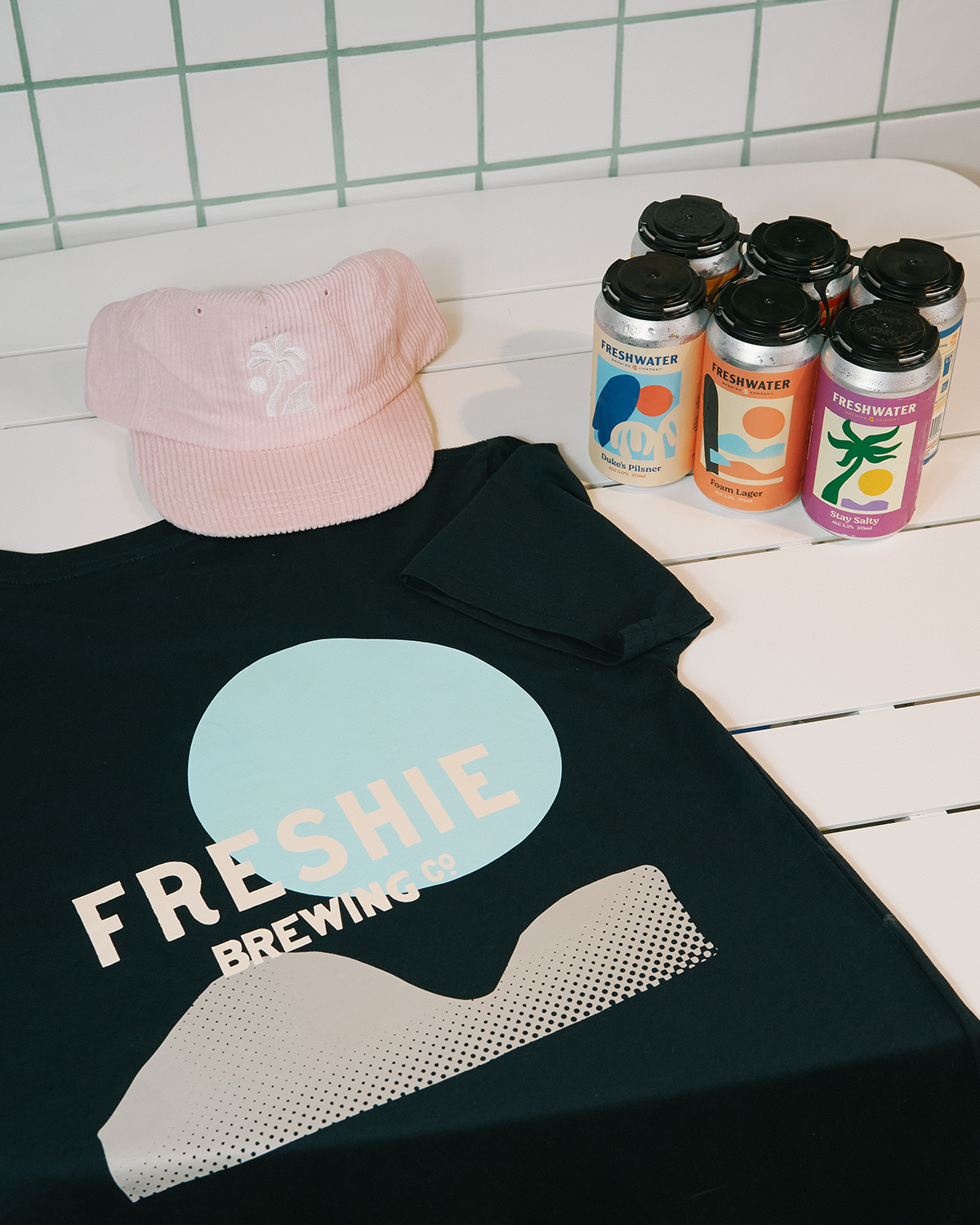 Cap, Blue Tee and Tinnies Bundle